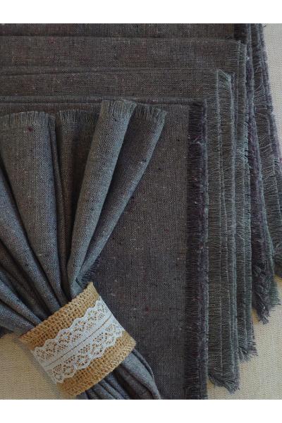 Grey napkins with drawn thread edging - set of 6